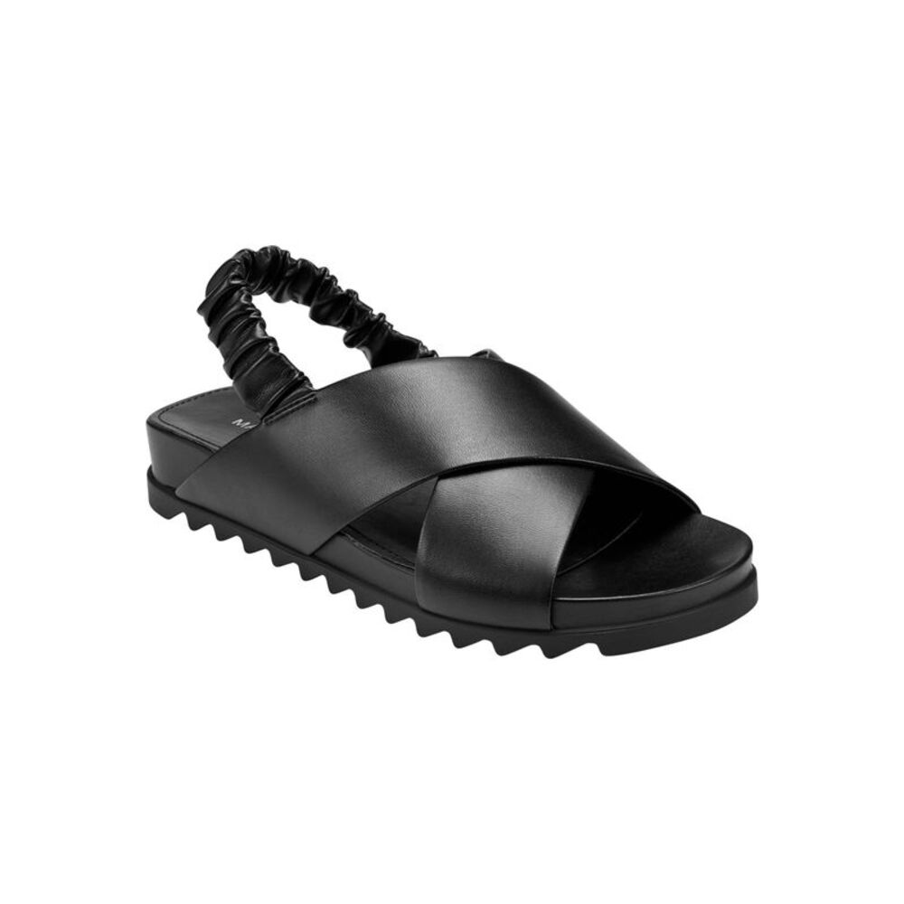 MARC FISHER Womens Black Elastic Back Strap Jivin Slip On Slingback Sandal 6 M